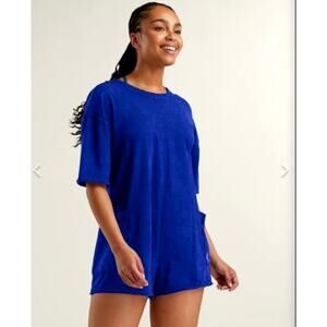 Free People Movement Hot Shot Tee Romper NEW Small Electric Shock Blue Casual